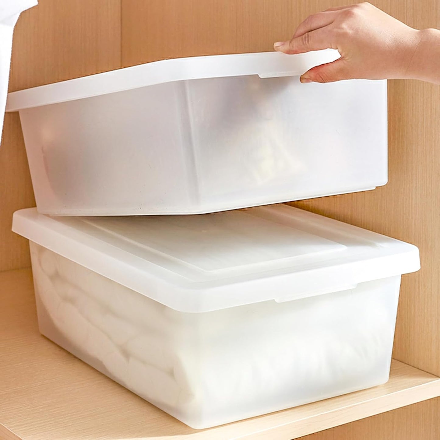 15 QuartStackable Plastic Storage Bins with Lids,Container to Organize Shoes and Crafts on Closet