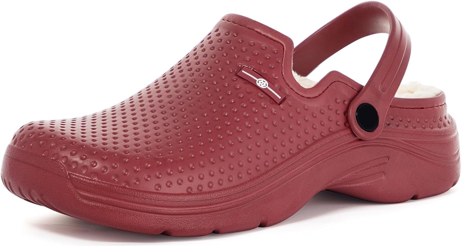 Womens Mens Fur Lined Clogs Waterproof Garden Shoes Winter Warm Fleece Lining Fuzzy House Home