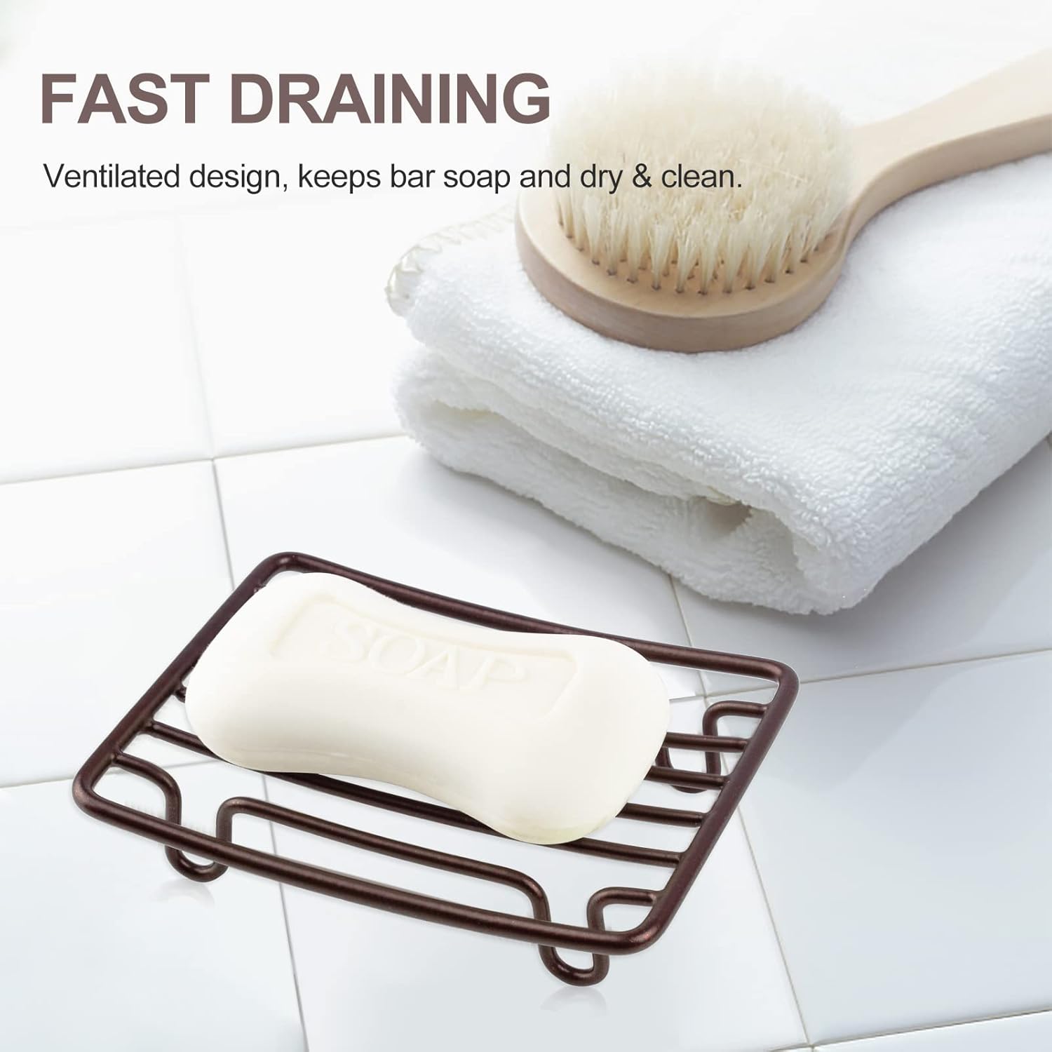 Bar Soap Dish Holder for Shower Bathroom Stainless Steel Rust Proof Self Draining, Bronze-1 Pack