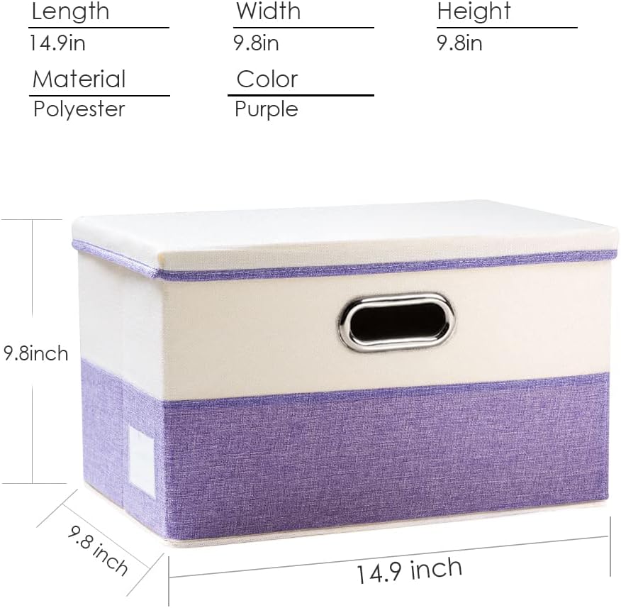 PRANDOM Collapsible Storage Bin with Lid [3-Pack] Fabric Foldable Storage Box Organizer Container
