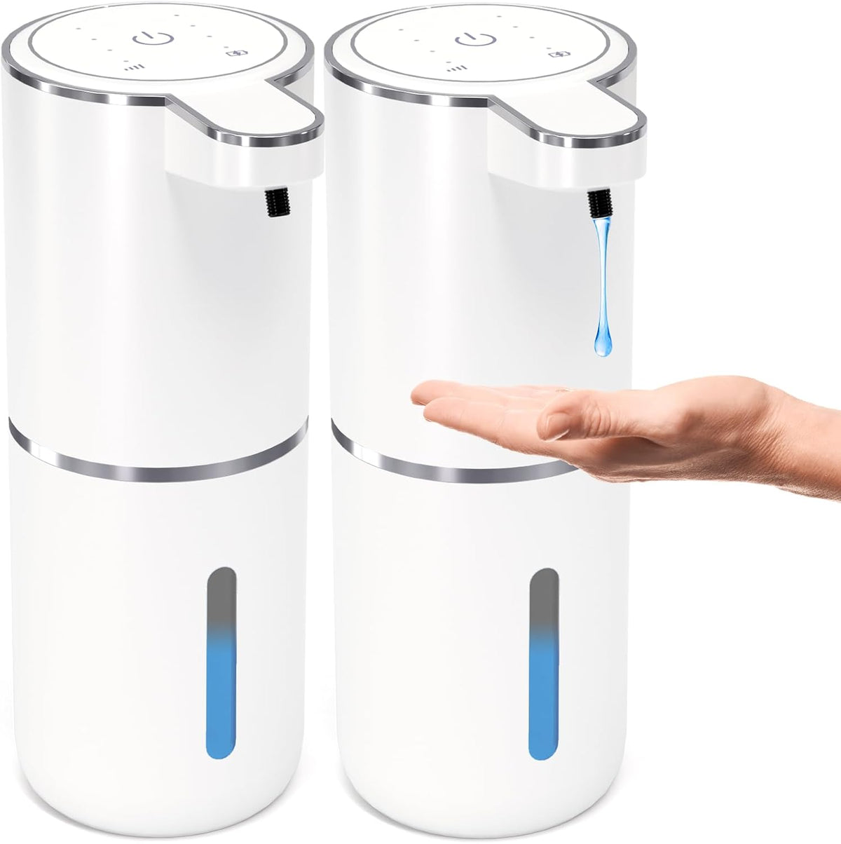 2 Pack Automatic Soap Dispenser Touchless,Liquid Hand Soap Dispenser 12.8oz USB 4levels Adjustable