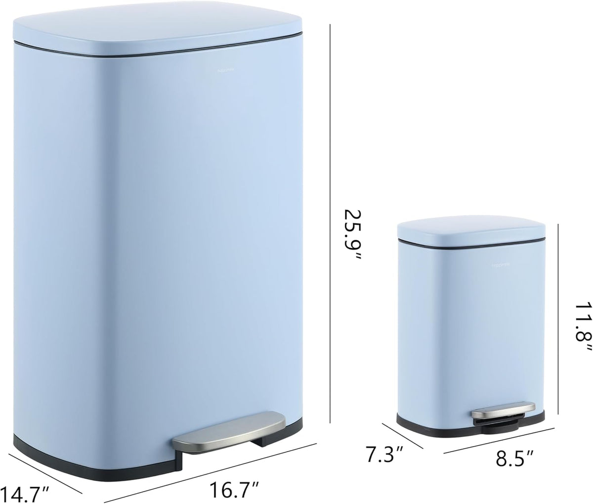 happimess HPM1006H Connor Rectangular 13-Gallon Trash Can with Soft-Close Lid and Free Mini Trash