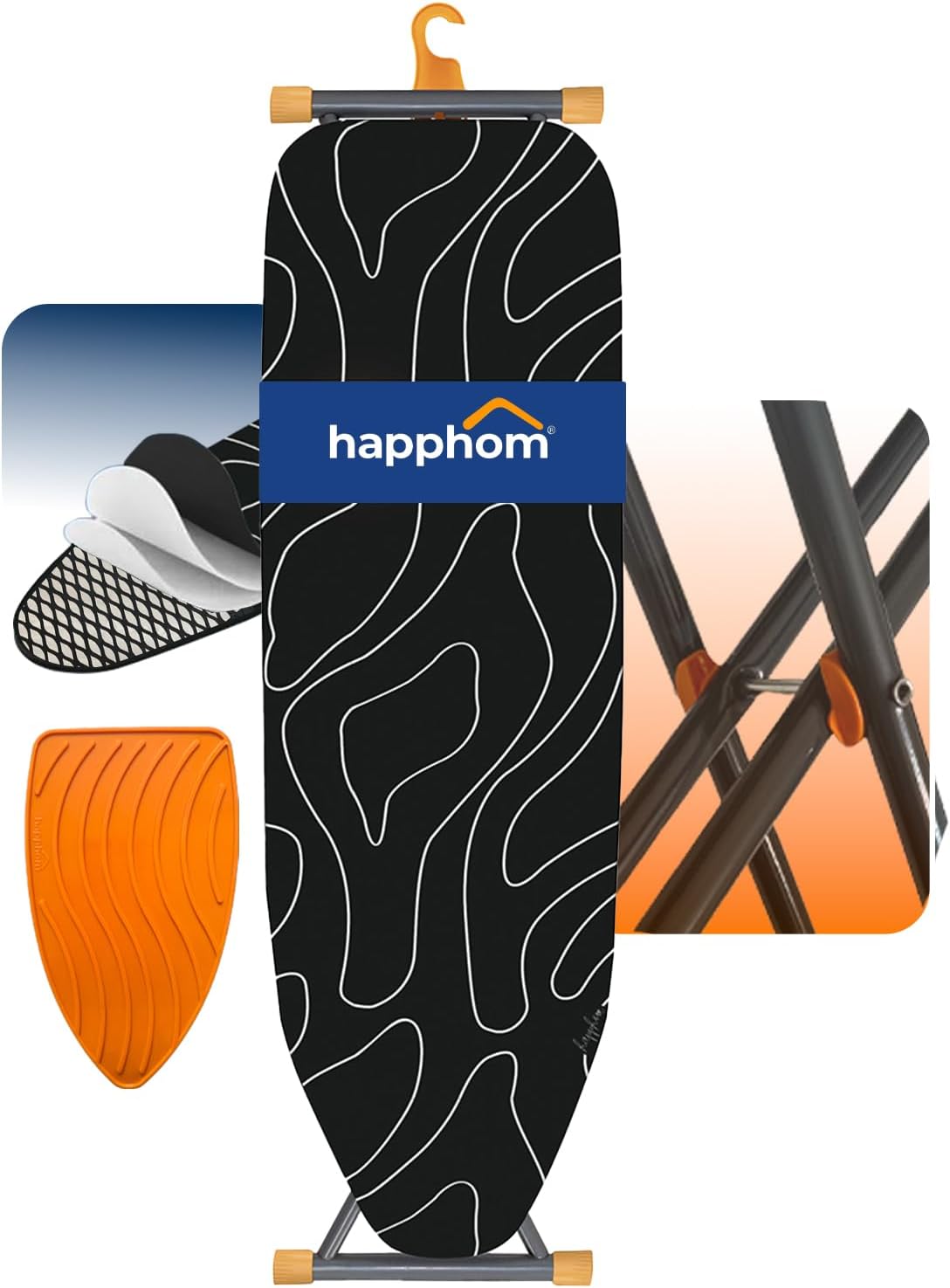 Ironing Board, Compact and Space Saver Ironing Board with Extra Thick 3 Layers Cover, Height