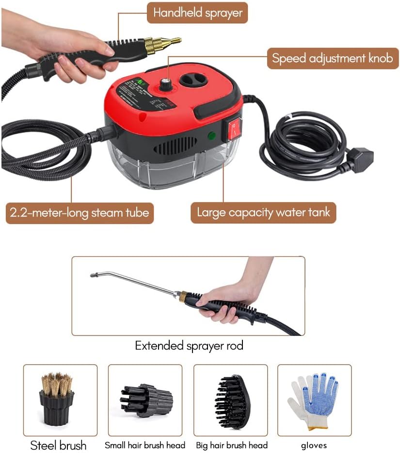 Decdeal Steam Cleaner - 2500W High Temperature Pressurized Handheld Steam Cleaning Machine with