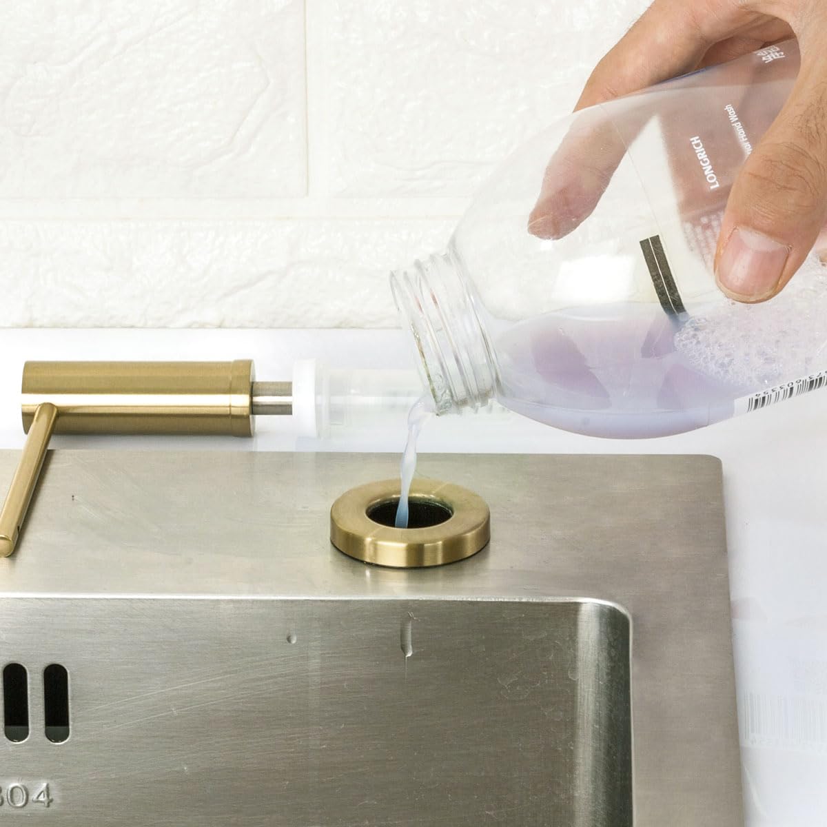 Kitchen Sink Soap Dispenser Champagne Gold Stainless Steel GAPPO Countertop Pump Hand Lotion Built