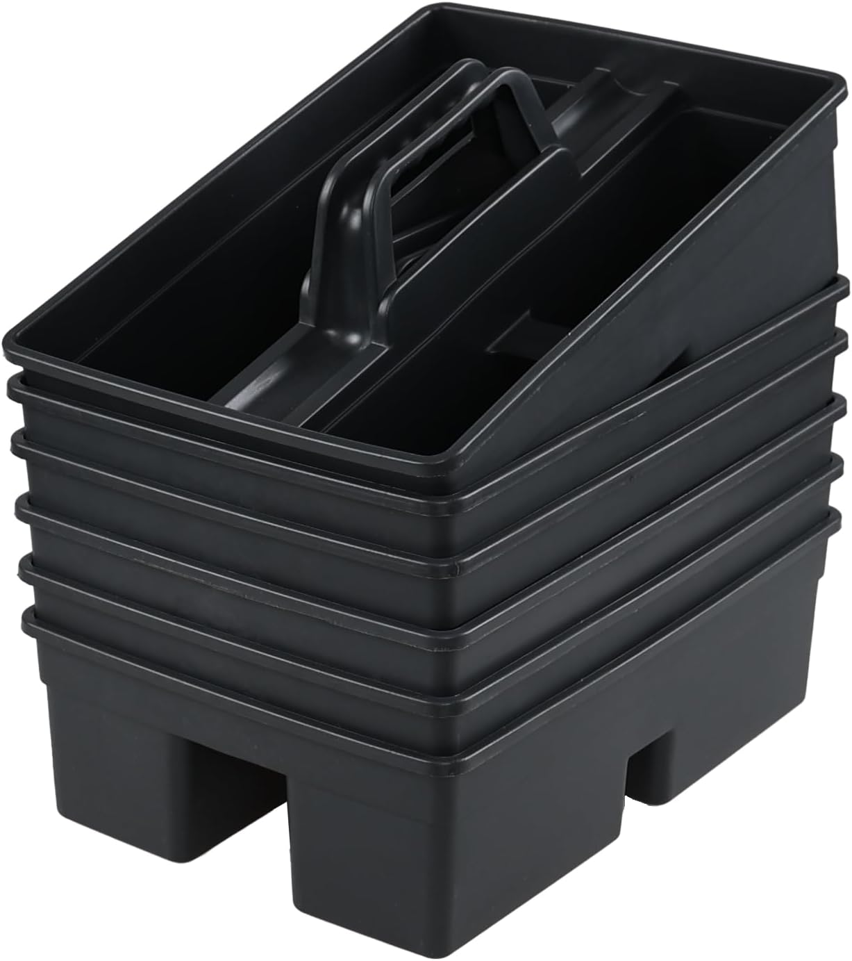 6 Pack Plastic Cleaning Caddy with Handle for Cleaning Supplies, Gray Plastic Carry Caddy Cleaning
