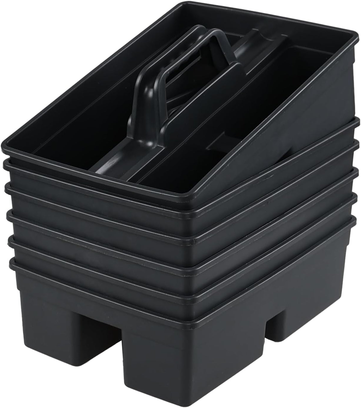 6 Pack Plastic Cleaning Caddy with Handle for Cleaning Supplies, Gray Plastic Carry Caddy Cleaning