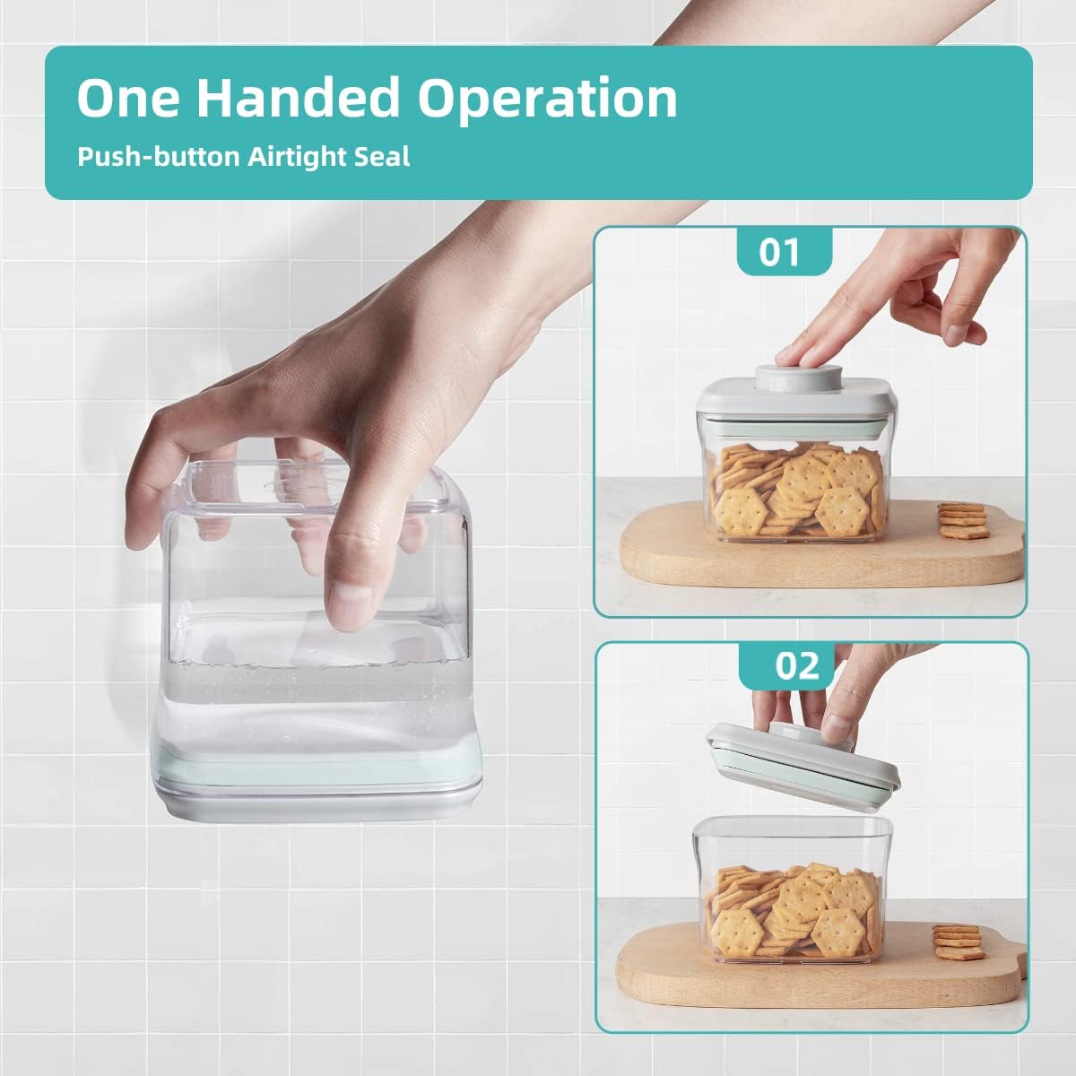 Ankou Airtight Container Set (1000ml 4 Pcs) Stackable One Press Openning Food Containers for Snacks