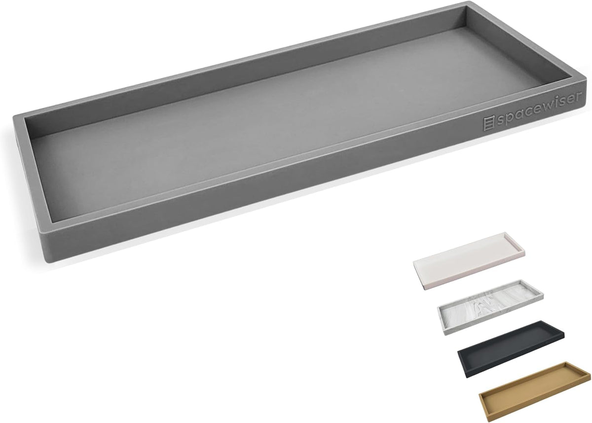 Countertop and Vanity Tray - 11.7" Silicone Bathroom Tray Countertop, Dish Soap Trays for Kitchen