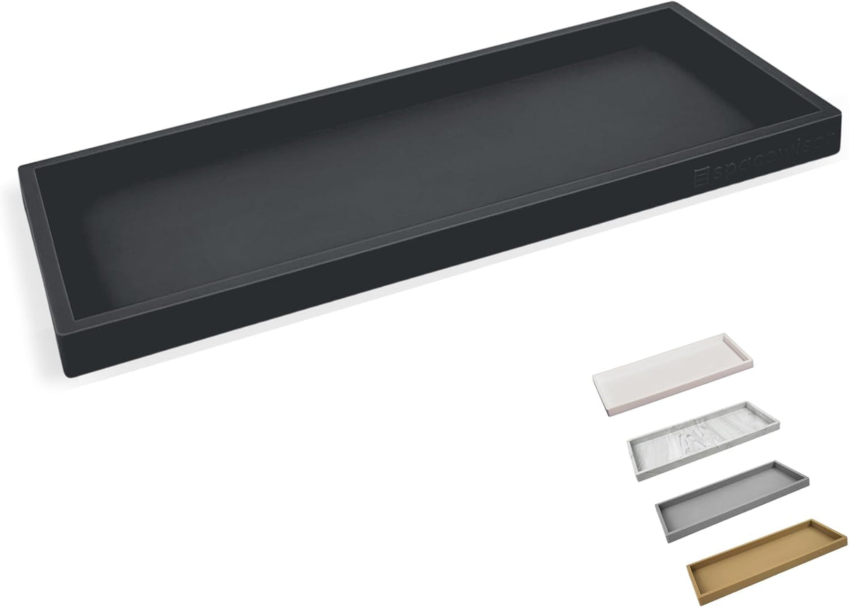 Countertop and Vanity Tray - 11.7" Silicone Bathroom Tray Countertop, Dish Soap Trays for Kitchen