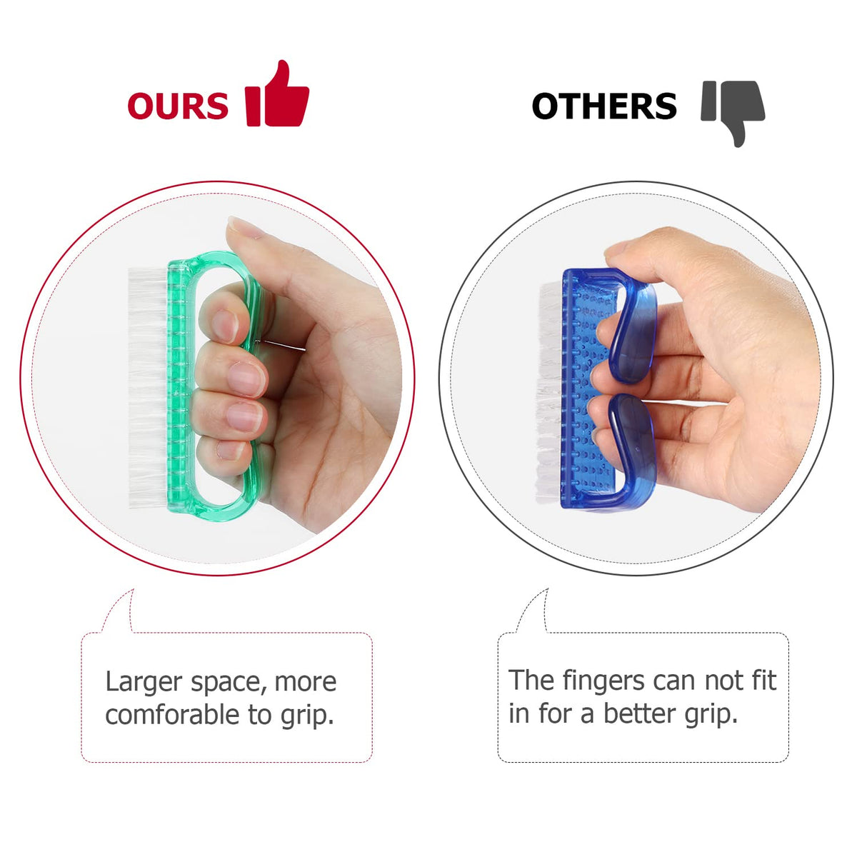 Handle Grip Nail Brush, Hand Fingernail Brush Cleaner Scrubbing Kit Pedicure for Toes and Nails Men