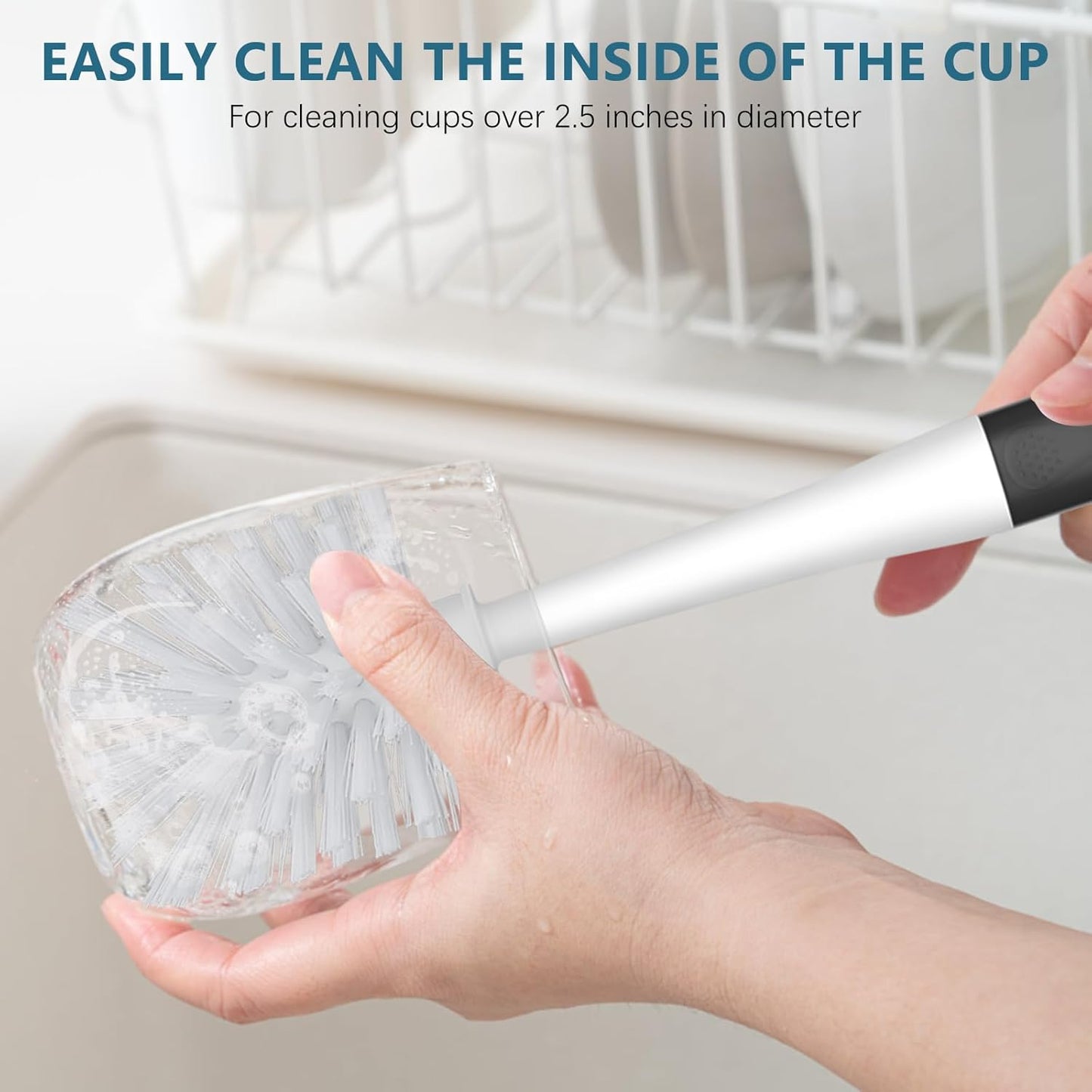 SetSail Dish Brush Set of 3 with Bottle Brush, Dish Scrub Brush with Long Handle Deep Cleaning