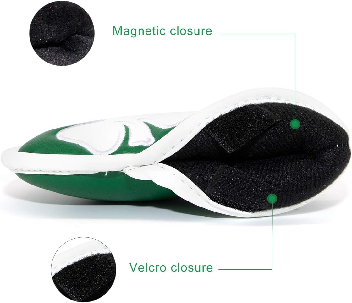 Lucky Clover Golf Iron Club Head Covers Headcovers Set, 10pcs Leather Golf Headcovers for Irons