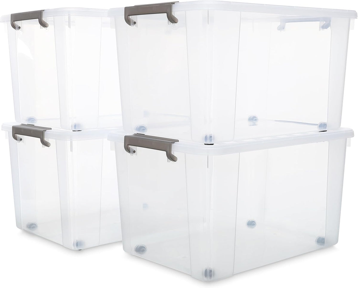 Citylife 69 QT Plastic Storage Bins with Latching Lids Stackable Storage Containers for Organizing