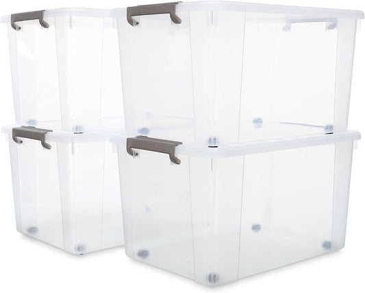 Citylife 69 QT Plastic Storage Bins with Latching Lids Stackable Storage Containers for Organizing