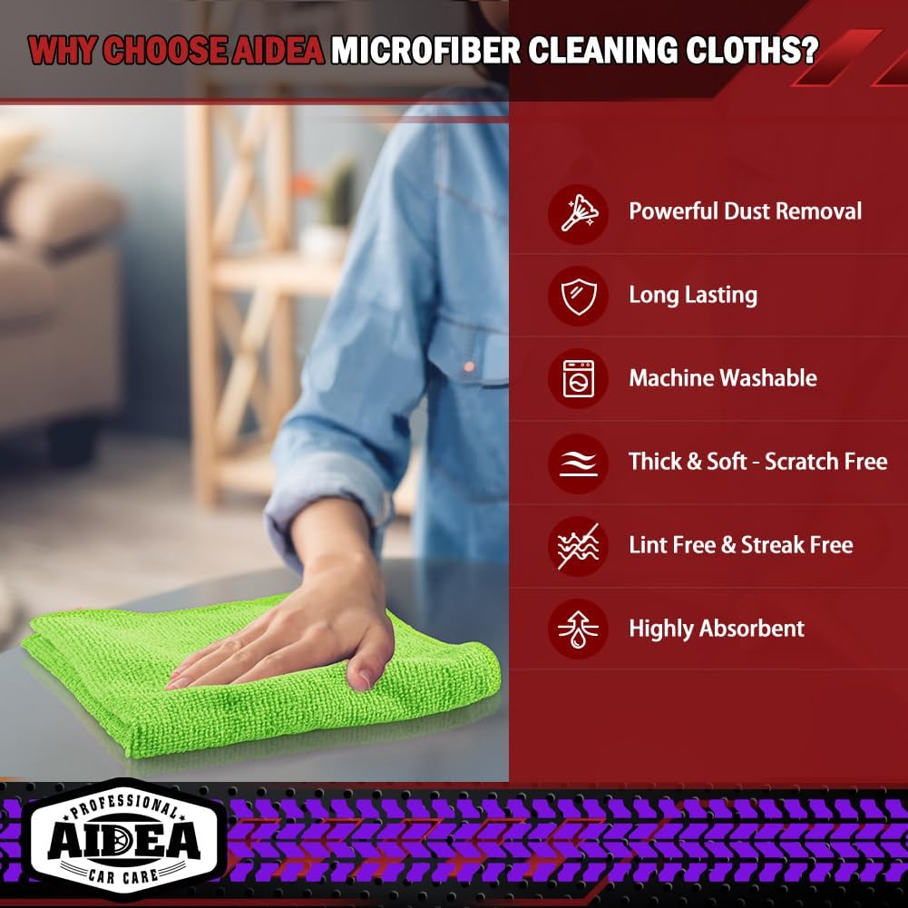 AIDEA Microfiber Cleaning Cloth, 20PK, Microfiber Towels for Cars, Premium All Purpose Car Cloths
