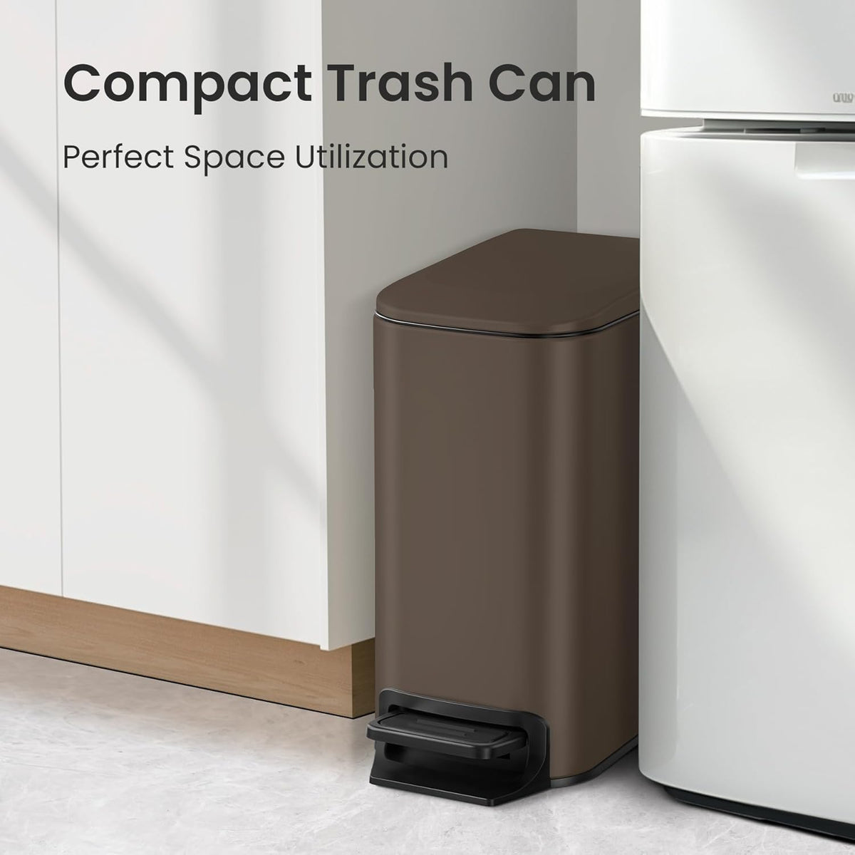 Cesun Small Bathroom Trash Can with Lid Soft Close, Step Pedal, 6 Liter / 1.6 Gallon Stainless