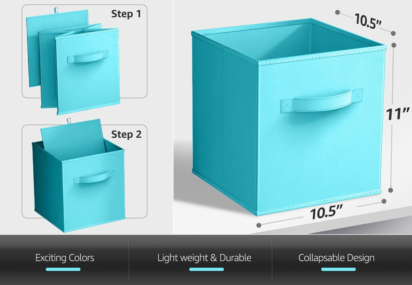 Sorbus Fabric Storage Cubes - 8 Foldable Storage Bins for Organizing Pantry, Cubbies, Toy Box