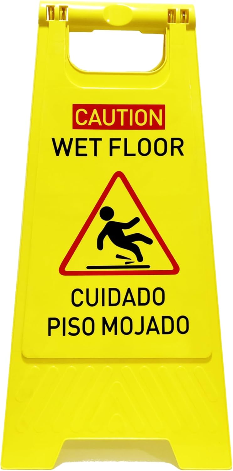 3-Pack Caution wet floor sign, 24 in. (approx. 60 cm) Height,Bright Yellow Double-Sided Folding