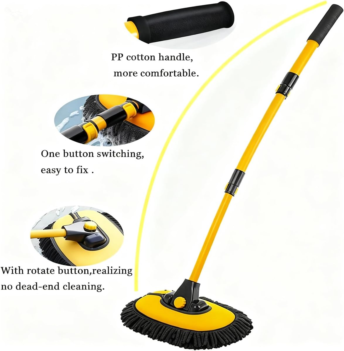 Car Wash Brush with Long Handle, Microfiber Towels Car Wash Kit Cleaning Supplies, Car Wash Mop