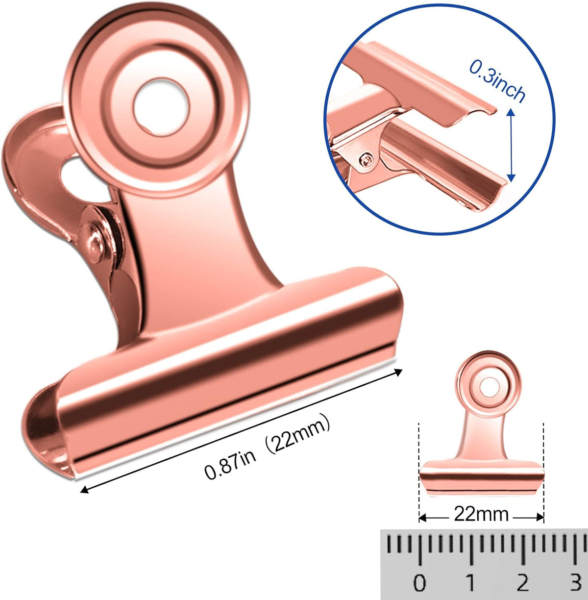 30 Pack Small Bull Clips 0.87 Inch Mini Metal Hinge Clips Binder Paper Hinge Clip for Office, Home