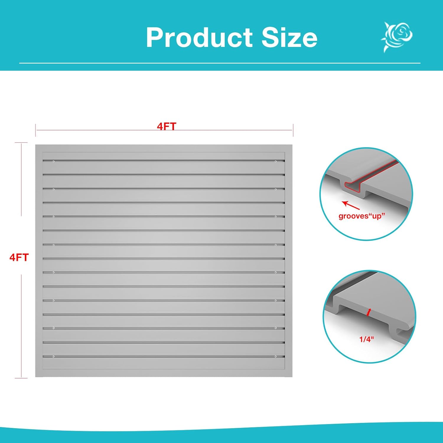 NeatiEase Slatwall Panel Wall Storage Systems, 4 x 4ft Slat Wall Paneling Garage Wall Organizer