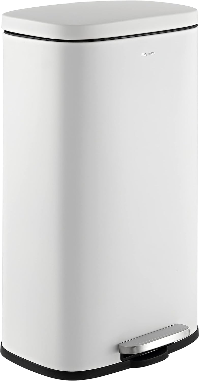 happimess HPM1011C Curtis 8-Gallon Step-Open Trash Can with Soft-Close Lid, Modern, Minimalistic