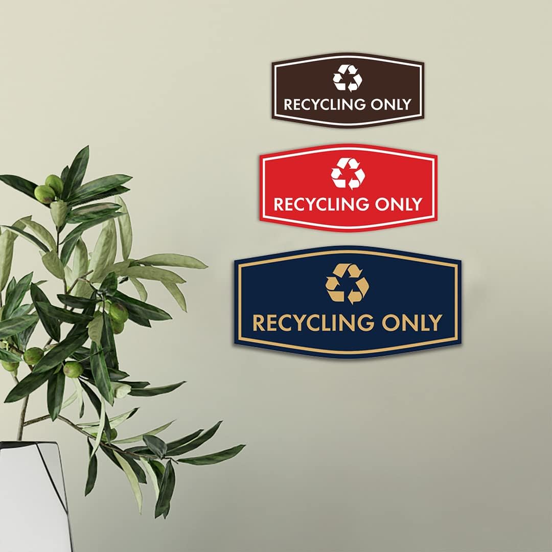Fancy Recycling Only Sign (Black) - Large