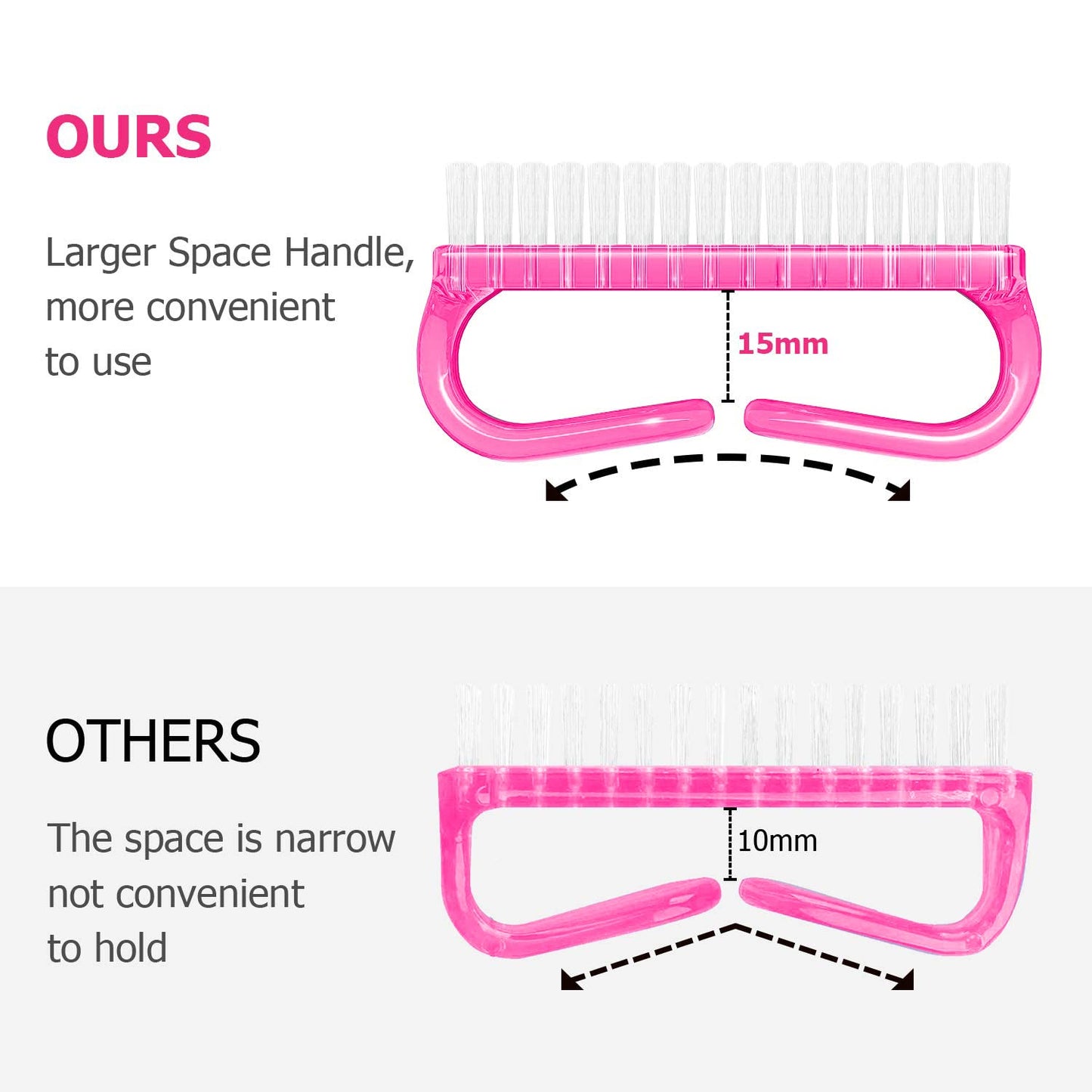Handle Grip Nail Brush, Hand Fingernail Brush Cleaner Scrubbing Kit Pedicure for Toes and Nails Men