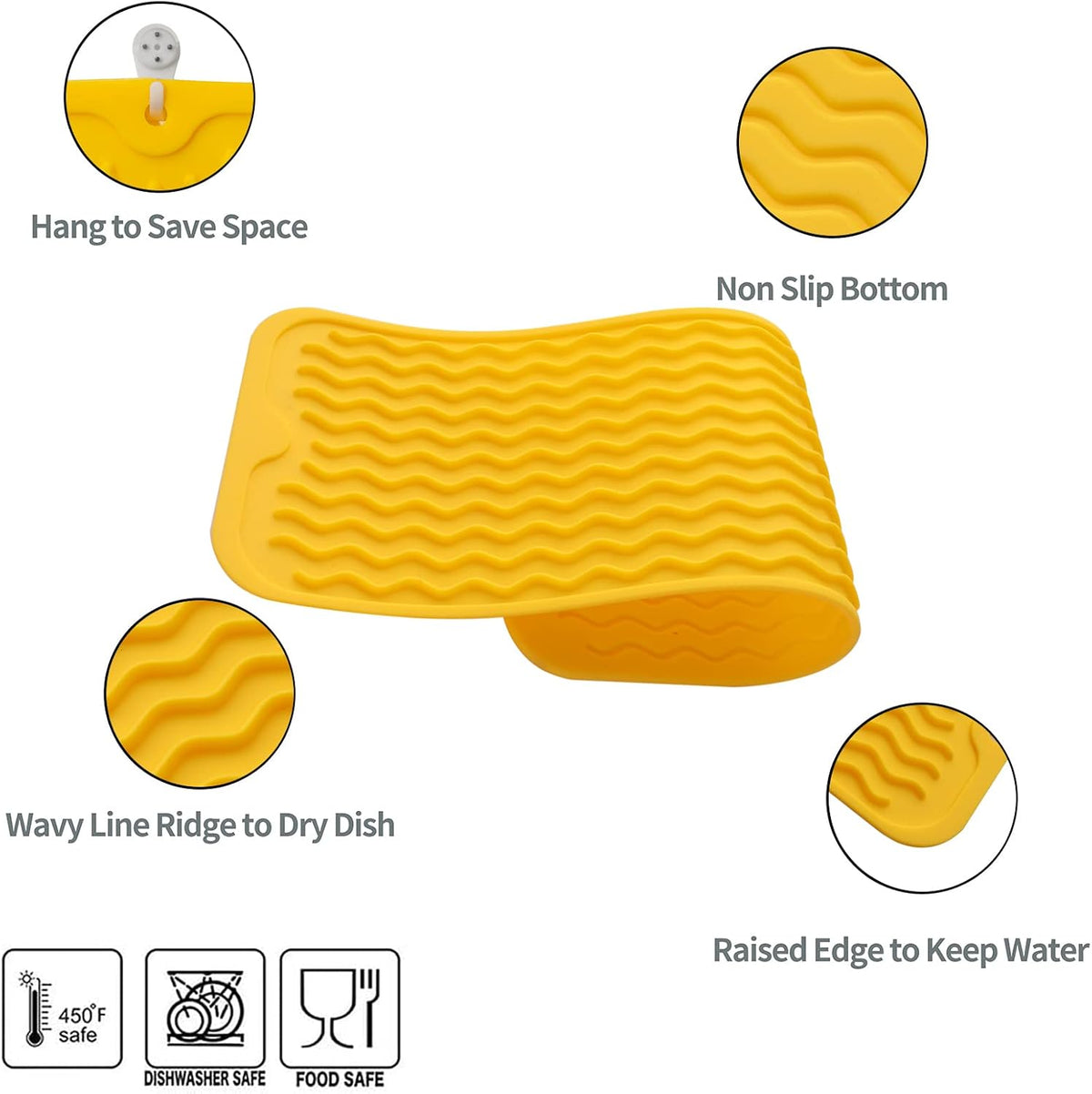 Silicone Dish Drying Mat for Multiple Usage,Easy clean,Eco-friendly,Heat-resistant Silicone Mat for