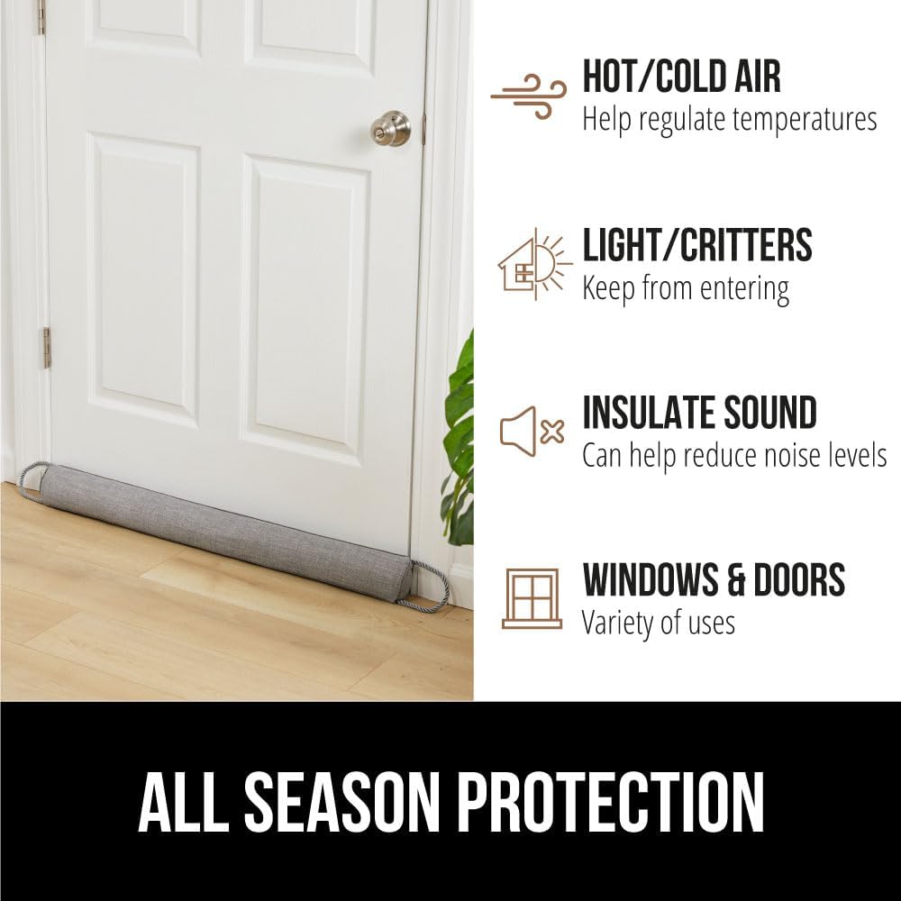GORILLA GRIP Door Draft Stopper for Bottom of Doors, Weather Stripping Seal Blocks Hot Air, Noise