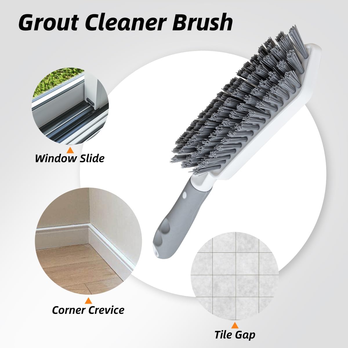 3 Pack Heavy-Duty Scrub Brush Set, Grout Brush, Shower Squeegee, Shower Cleaning Brush with