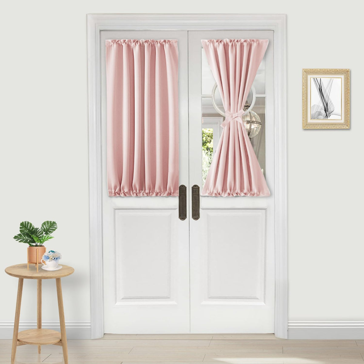 DWCN French Door Curtains – Rod Pocket Thermal Blackout Curtain for Doors with Glass Window