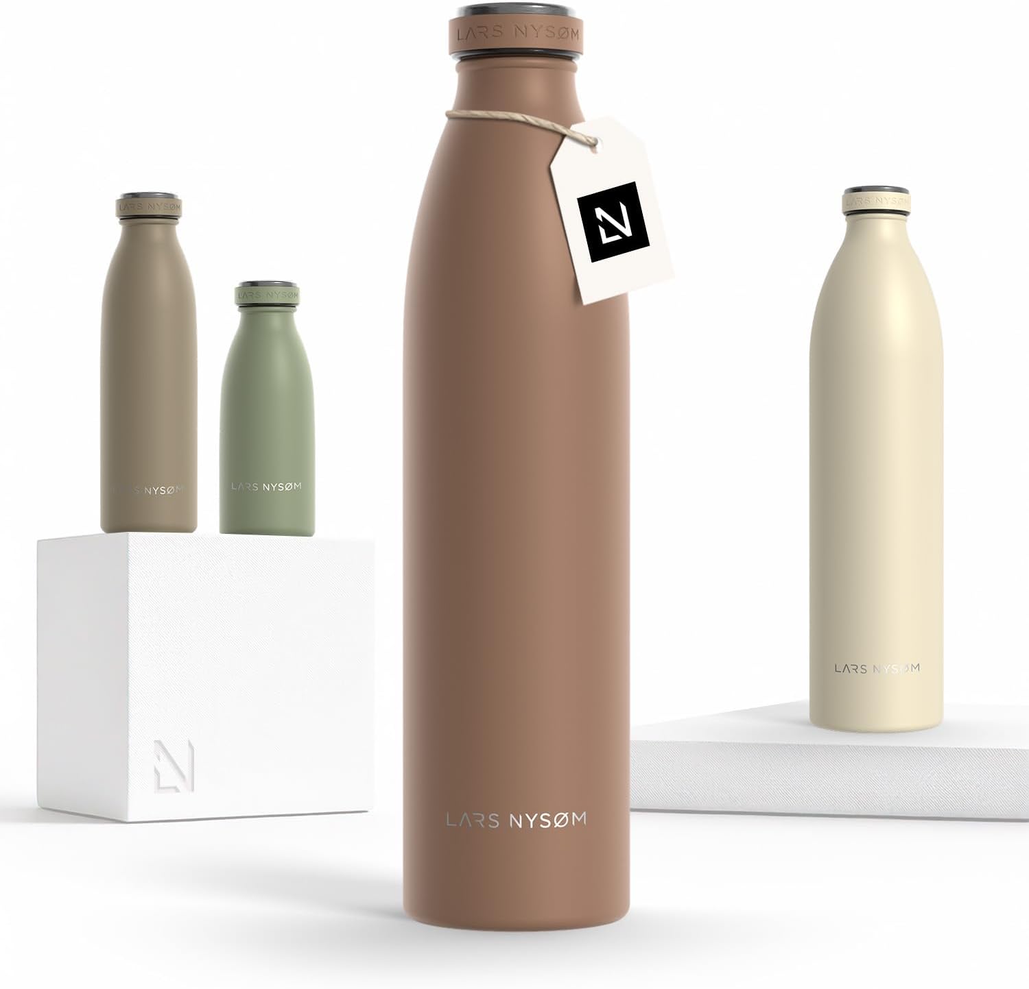 LARS NYSØM Stainless Steel Insulated Water Bottle 12oz 17oz 25oz 34oz 51oz | Insulated Thermo Flask