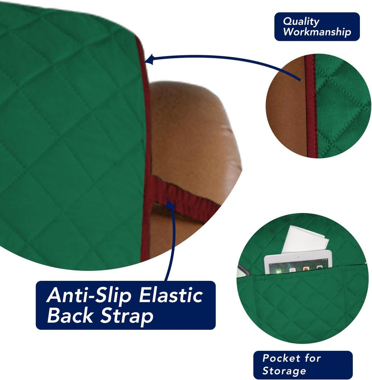 PureFit Reversible Quilted Sofa Cover, Water Resistant Slipcover Furniture Protector, Washable