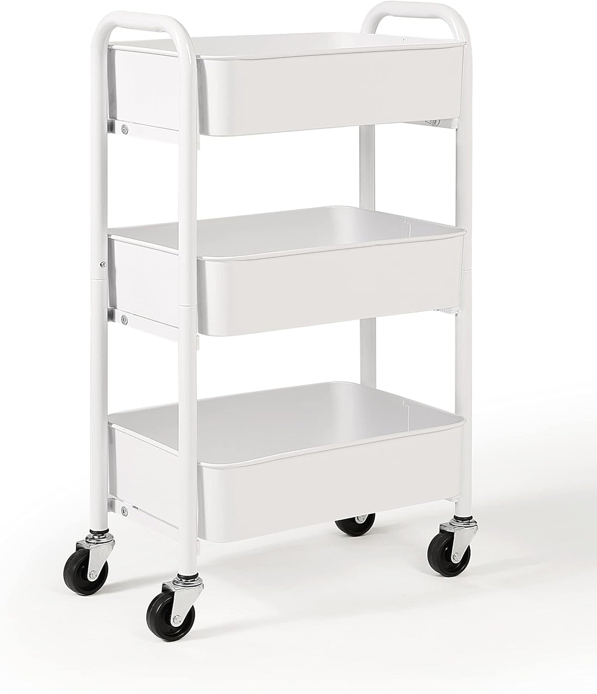SunnyPoint 3-Tier Delicate Compact Rolling Metal Storage Organizer - Mobile Utility Cart