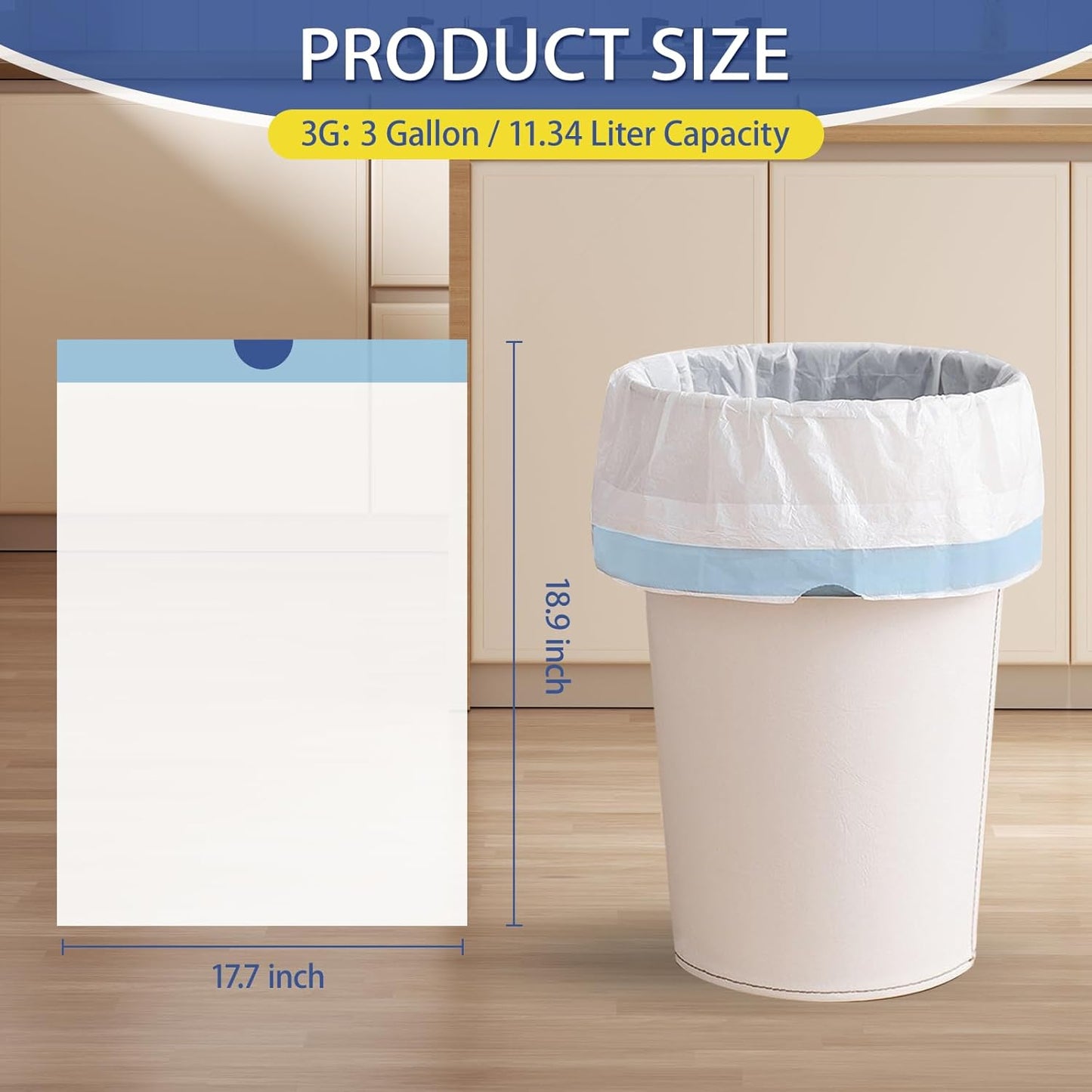 240 Count 3 Gallon Trash Bags Drawstring - 12 Liter Small Garbage Bags for Bathroom, 0.96 Mil