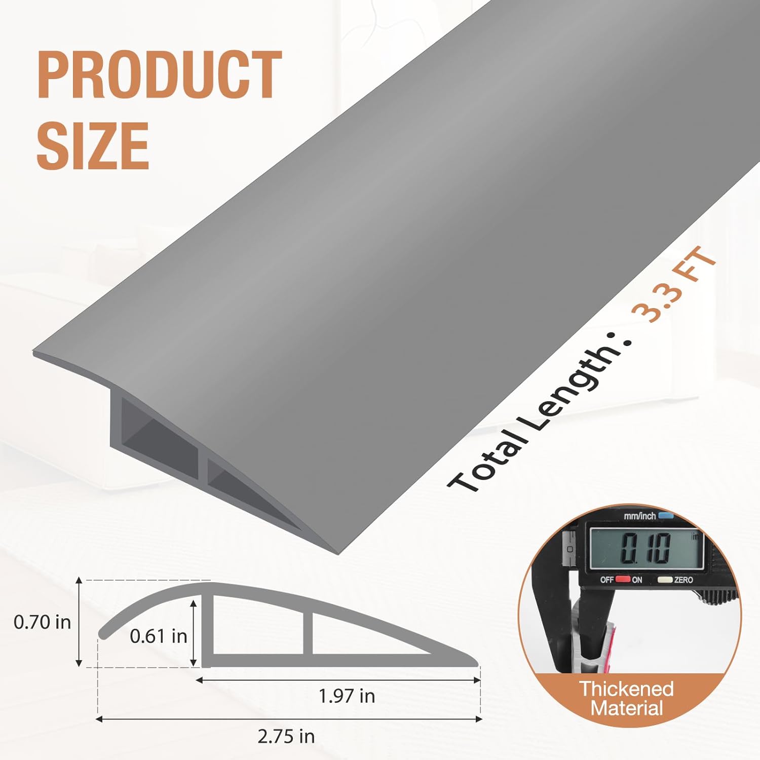 Floor Transition Strip Self Adhesive Vinyl Door Threshold for Doorways Carpet Edging Trim Overlap