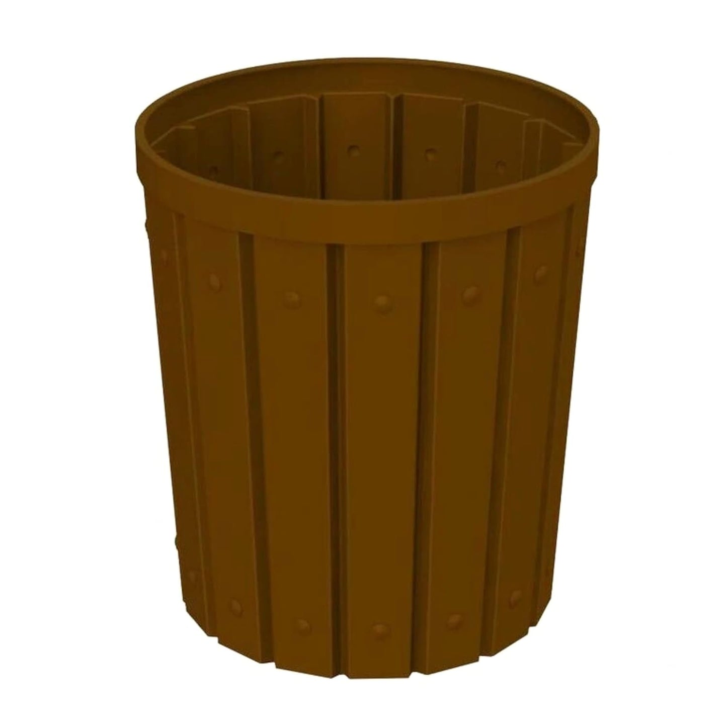 42 Gallon Slated Circle 100% Recycled Plastic Heavy Duty Outdoor Trash Can with Push Open Dome Lid