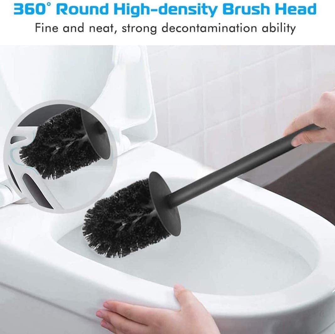 BGL Stainless Steel 304 Black Toilet Bowl Brush and Holder Set Cleaning Tool Holder with Toilet