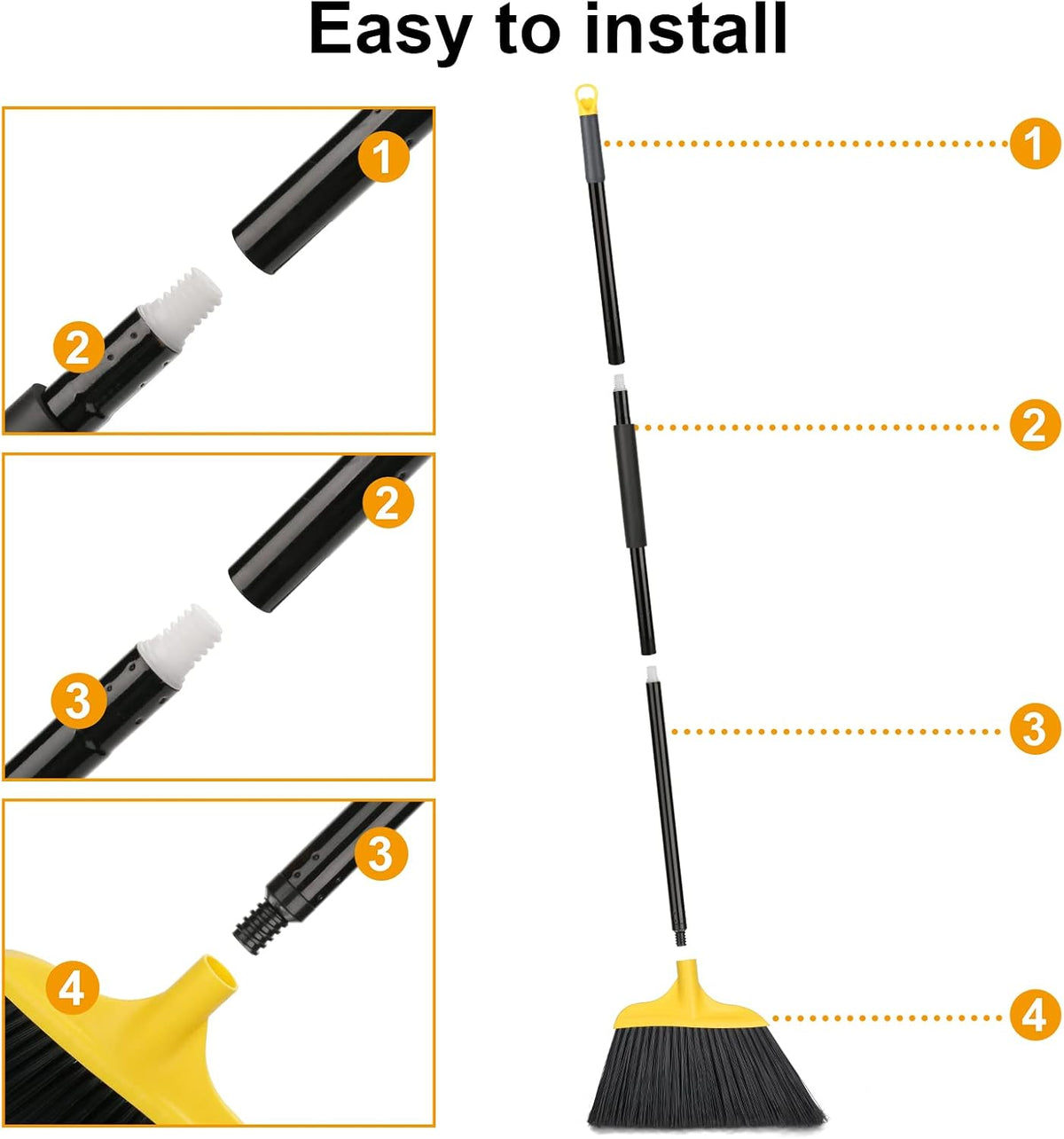 Kefanta 3 Pack Outdoor Broom Heavy-Duty Indoor Commercial Brooms 54 Inches for Courtyard Garage