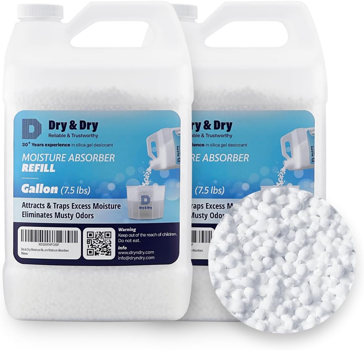 Dry & Dry Moisture Absorbers Refill Beads (15 LBS) - Dehumidifiers for Home Dehumidifier for