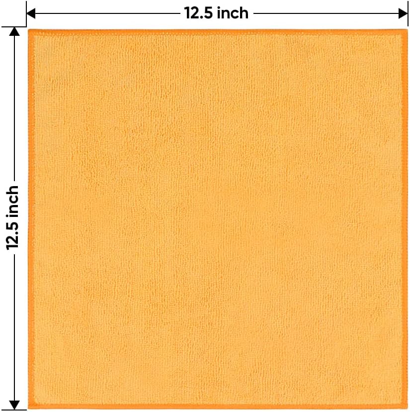 HOMEXCEL Yellow Microfiber Cleaning Cloths 12 Pack, 12.5 x 12.5 inch Microfiber Towel for Cars