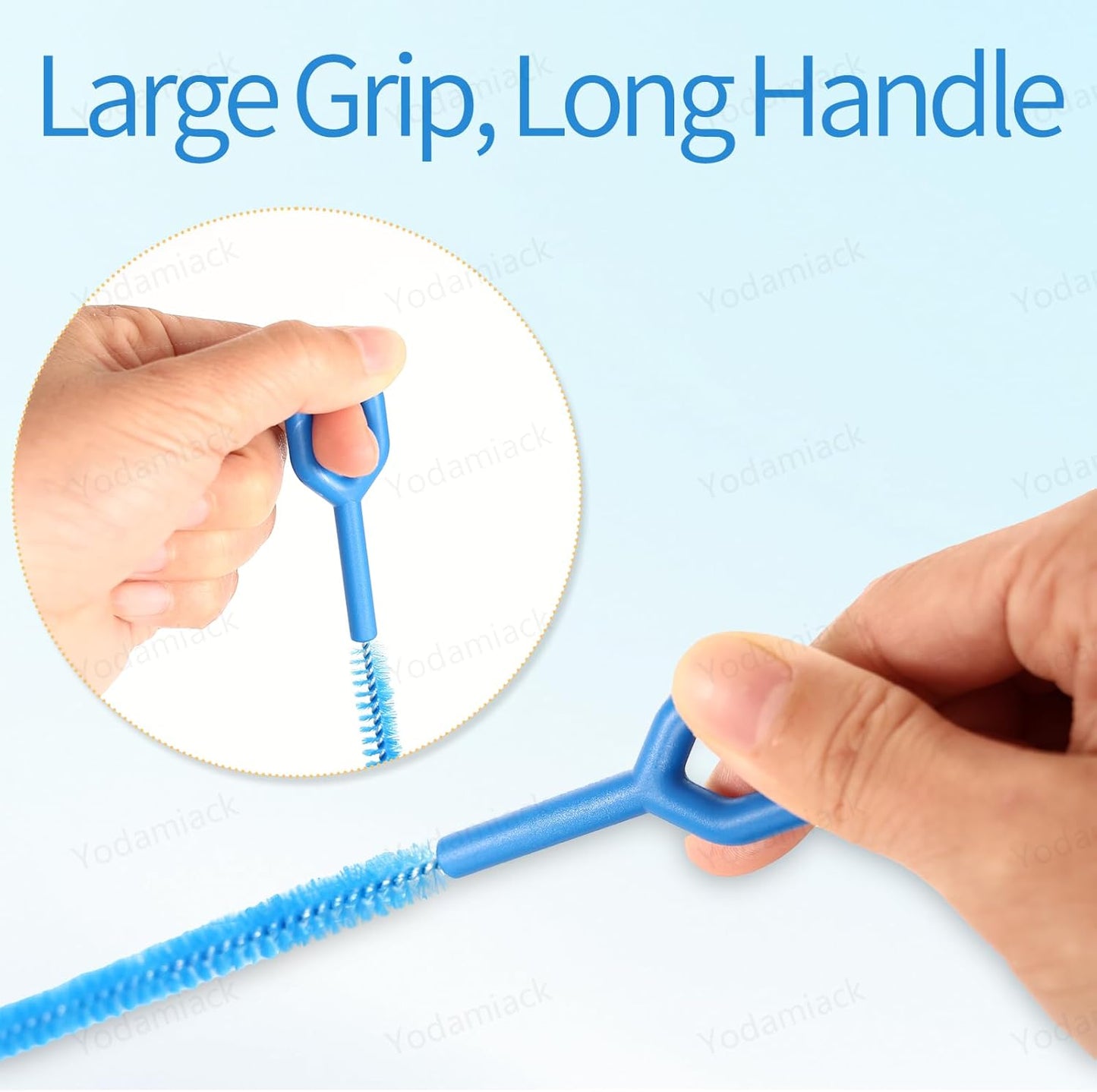 Heavy Duty Straw Cleaner Brush - 12.6 Inch Full Bristles Coverage (4-Size) and Ergonomic Grip