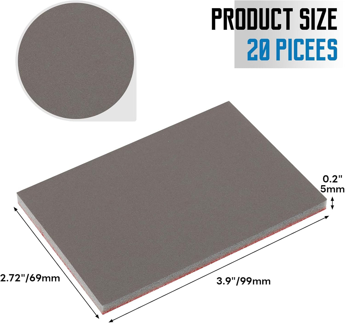 20 Pack 2000 Grit Sanding Sponge, 3 x 4 Inch Soft Foam Sanding Block Wet Dry Sanding Pads, Washable