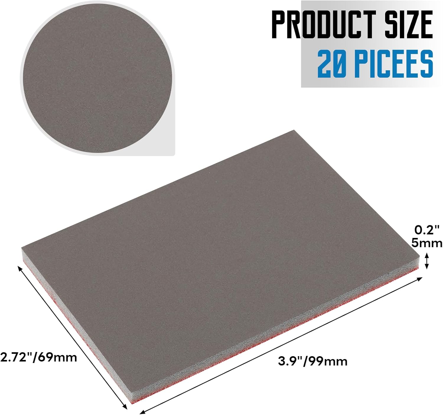20 Pack 2000 Grit Sanding Sponge, 3 x 4 Inch Soft Foam Sanding Block Wet Dry Sanding Pads, Washable