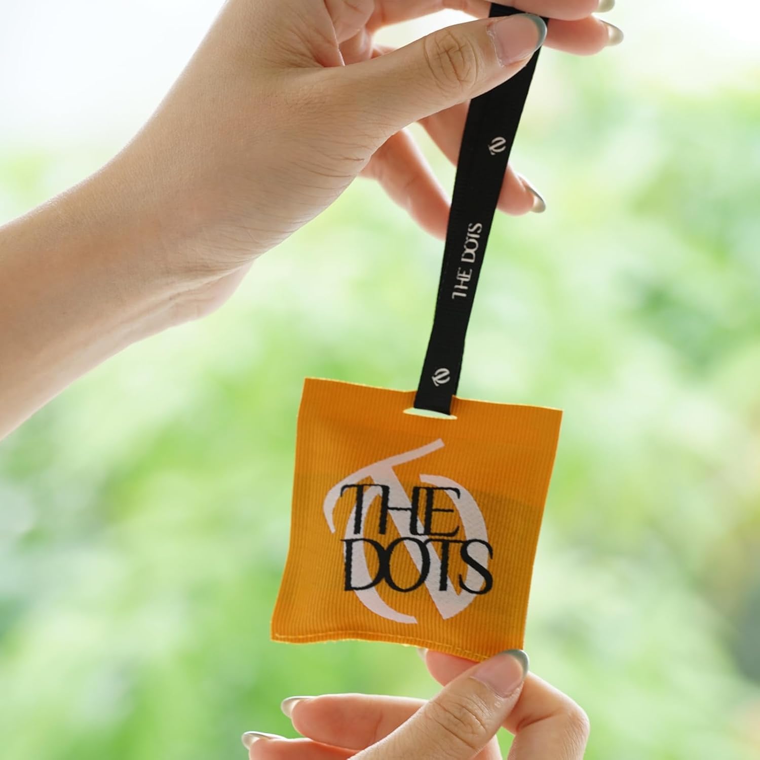 THEDOTS Series Car Air Freshener with 2 Adjustable Ribbons for Car Rearview Mirror, Frosted Ebony