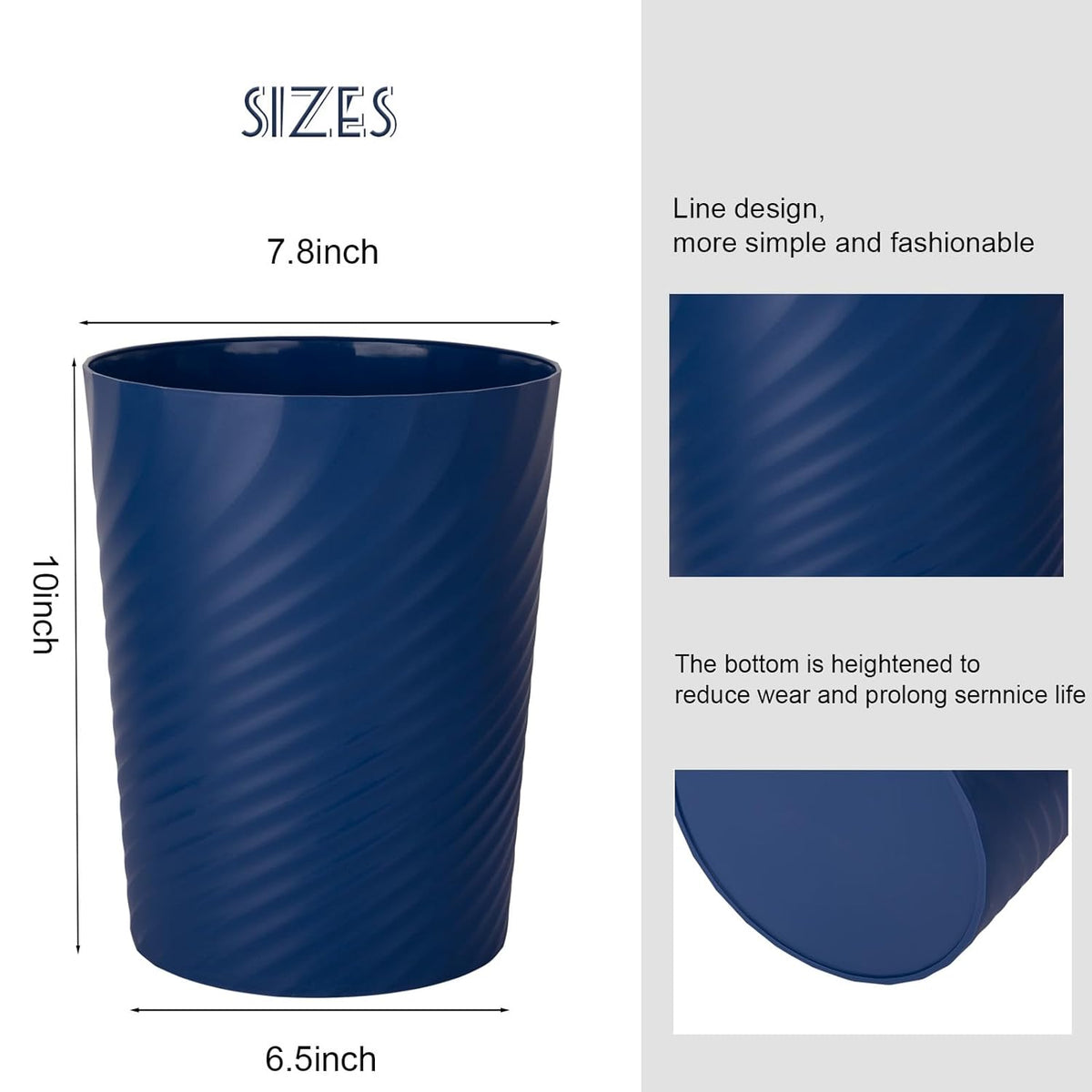 UUJOLY Plastic Small Trash Can Wastebasket, Garbage Container Basket for Bathrooms, Laundry Room