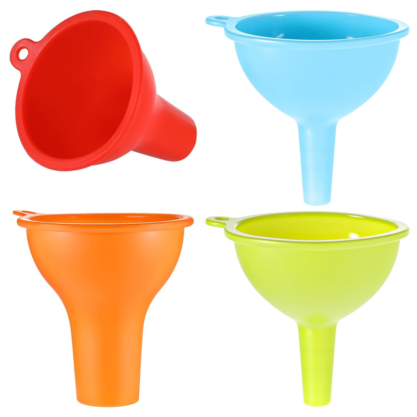 4 Pack Kitchen Silicone Funnel, 4 Colors Kitchen Funnel Set Wide Mouth Funnels for Filling Bottles