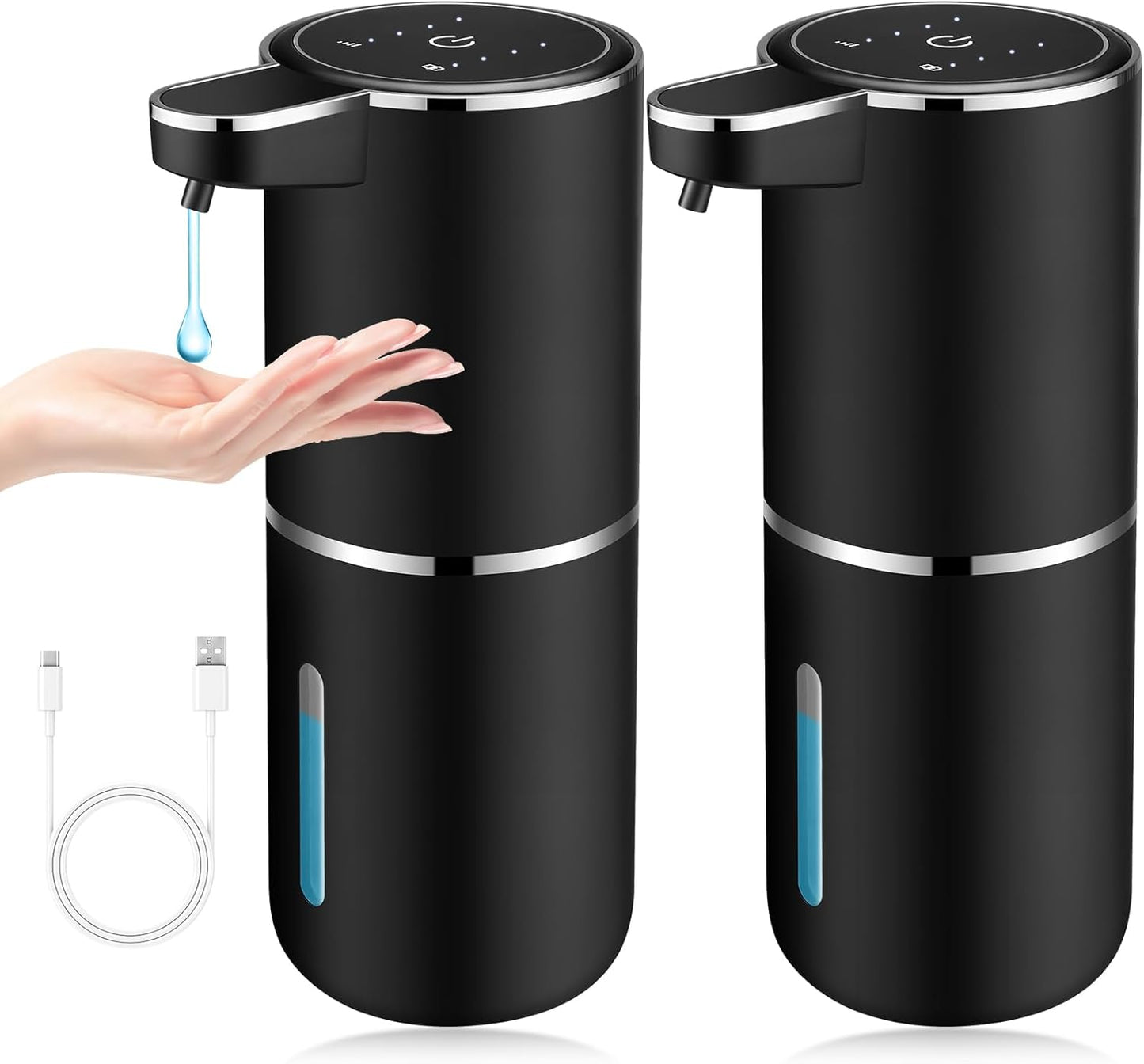 2 Pack Automatic Soap Dispenser,Automatic Liquid Soap Dispenser Touchless,12.8oz/380ml USB